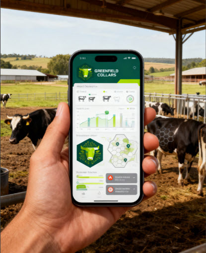 Greenfield Collars smartphone app monitoring dashboard